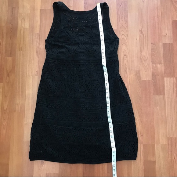 ZARA | Crochet Knit Mini Black Dress Size L - Picture 8 of 16